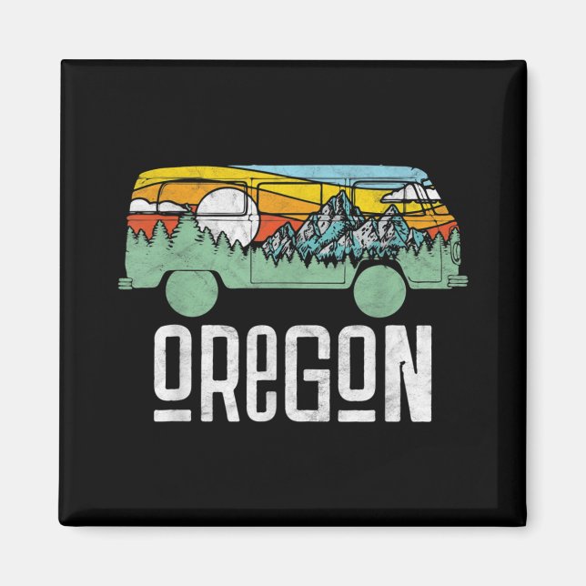 Aimant Retro Oregon Outdoor Hippie Van Nature (Devant)