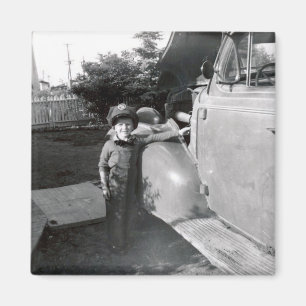 Aimant rétro préposé de station service des années 19