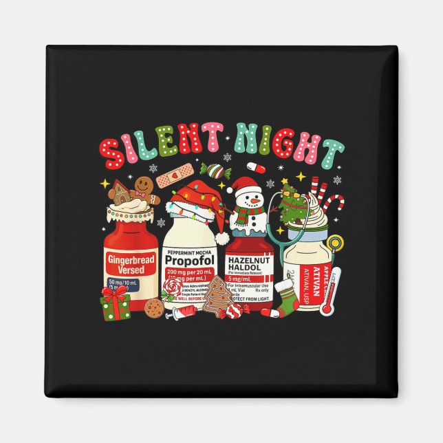 Aimant Retro Profol Silent Night Icu Nurses Funny Merry C (Devant)