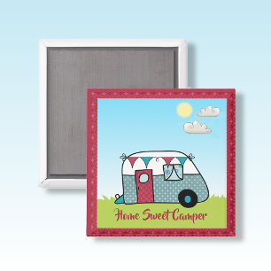 Aimant Retro Red and Teal Camper