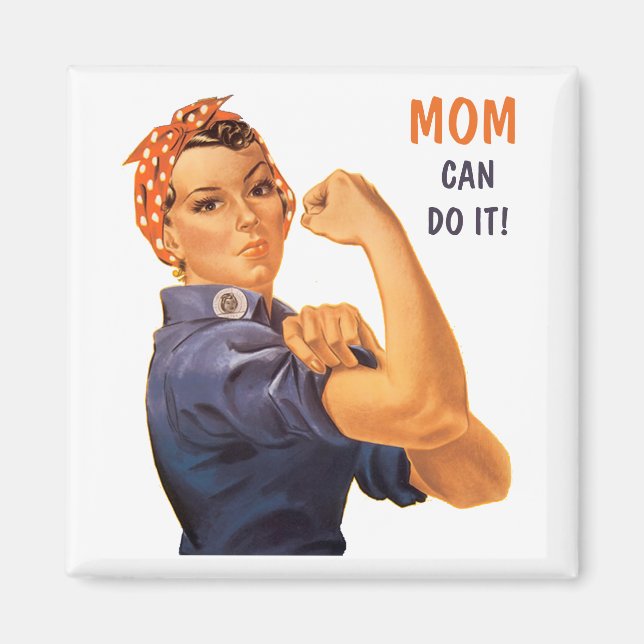 Aimant Retro Rosie la maman du Riveter peut le faire (Devant)