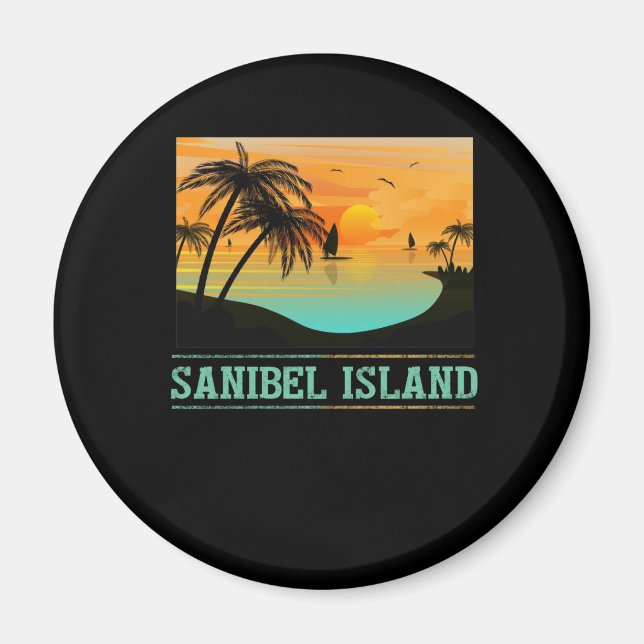 Aimant Rétro Sanibel Island Floride Tropical Sunset Beach (Devant)