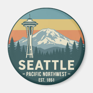 Aimant Retro Seattle Pacific Northwest Mt. Rainier