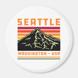 Aimant Retro Seattle Washington State Souvenir Mountain