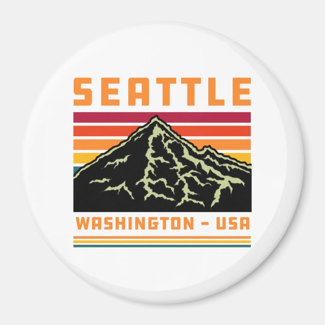 Aimant Retro Seattle Washington State Souvenir Mountain (Devant)