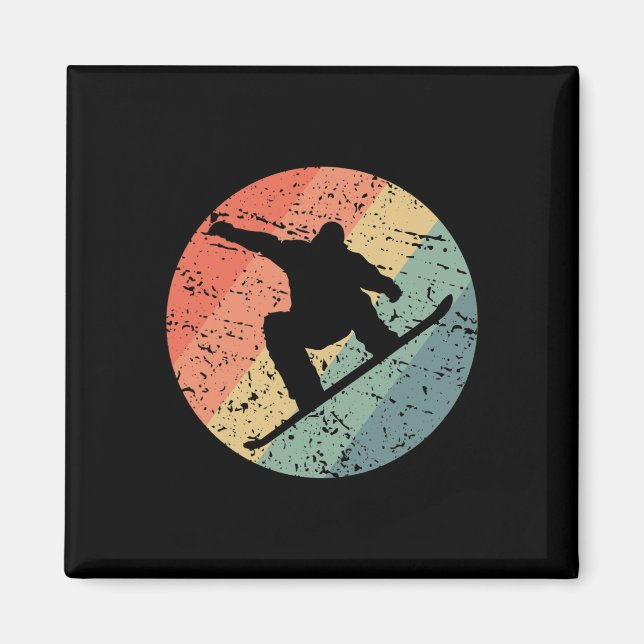 Aimant Retro Snowboard Ski Snow Winter Sport Ice Sn (Devant)