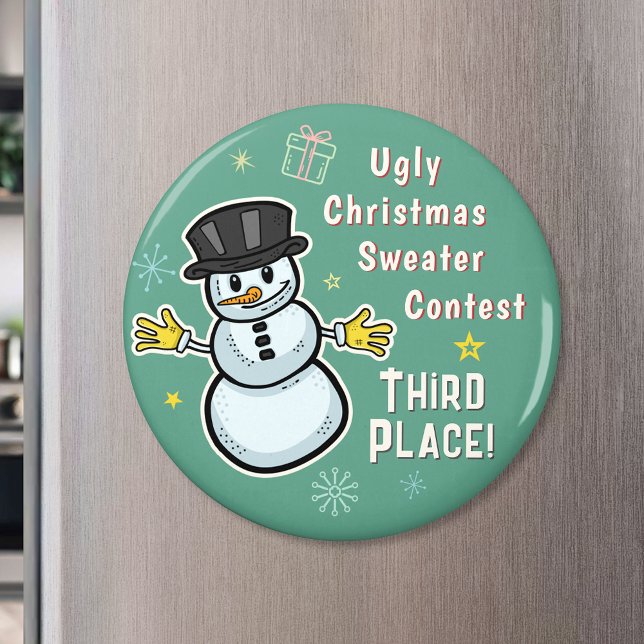 Aimant Retro Snowman Ugly Christmas Sweat Concours 3e (Créateur téléchargé)
