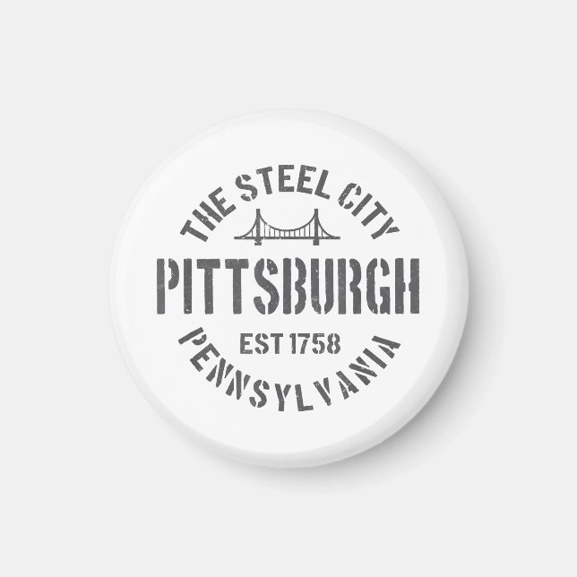 Aimant Retro Steel City Pittsburgh Pennsylvania Yinz vint (Devant)