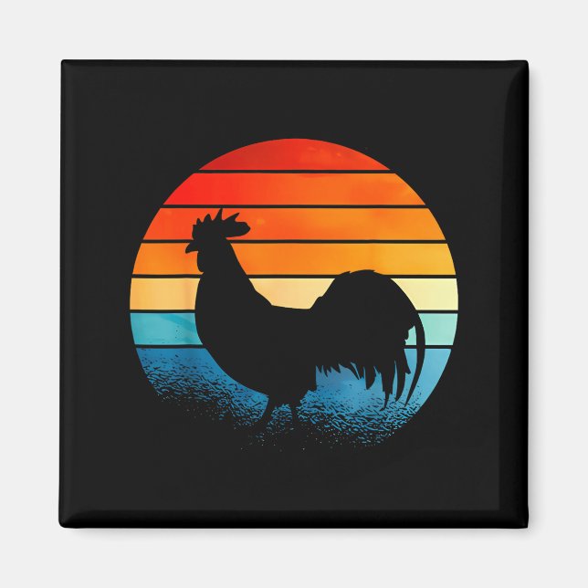 Aimant Retro Sunset Rooster Chicken Lover  (Devant)