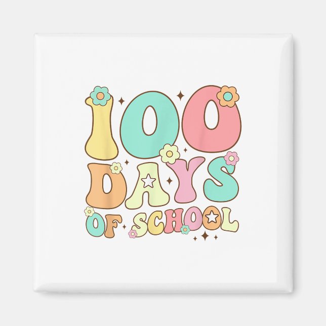 Aimant Rétro Super 100 Jours Joyeux 100E Jour De L'École  (Devant)