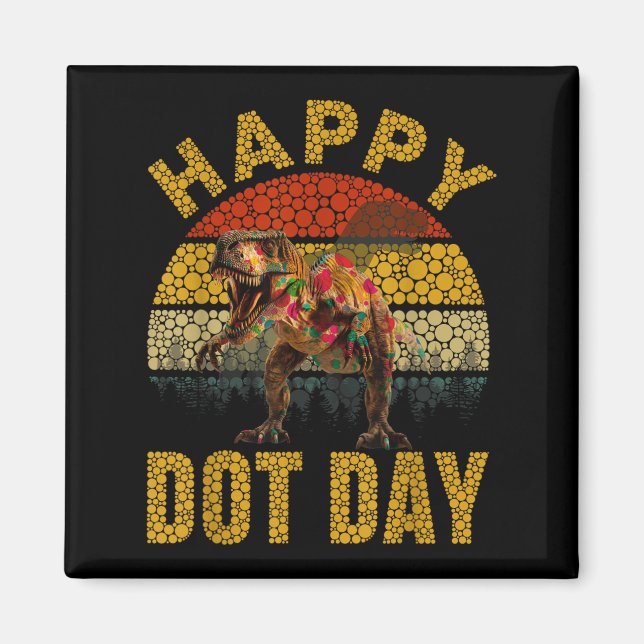 Aimant Retro T Rex Dinosaur Amateurs Pois Happy Dot D (Devant)