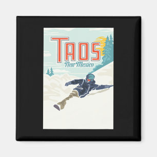 Aimant Retro Taos Ski Valley Nouveau-Mexique Ski Snowboar