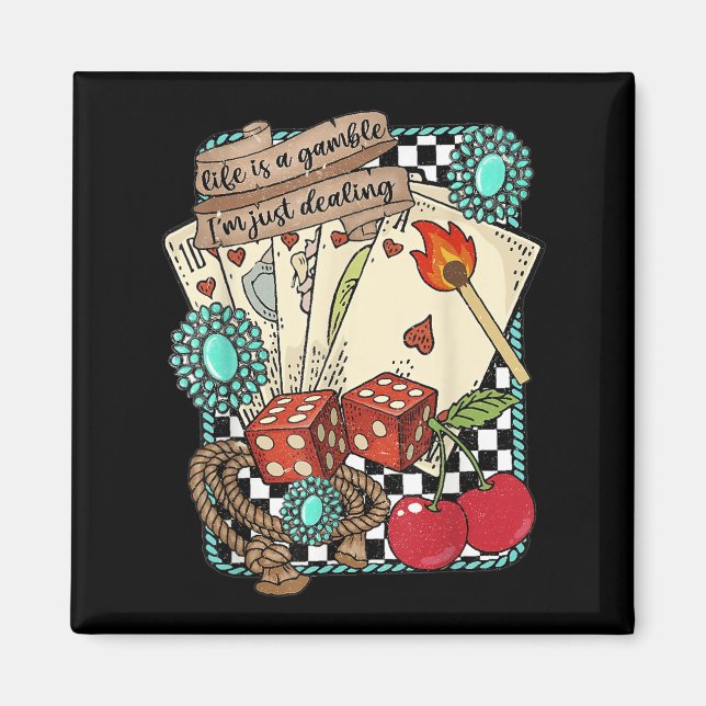 Aimant Retro Turquoise Western Wild West Cowboy Cowgirl  (Devant)