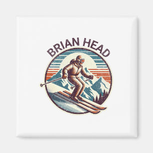 Aimant Retro Vintage Brian Head Utah Station de ski d'hiv
