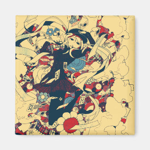 Aimant Retro Vintage Japonais Roses marins Graphisme