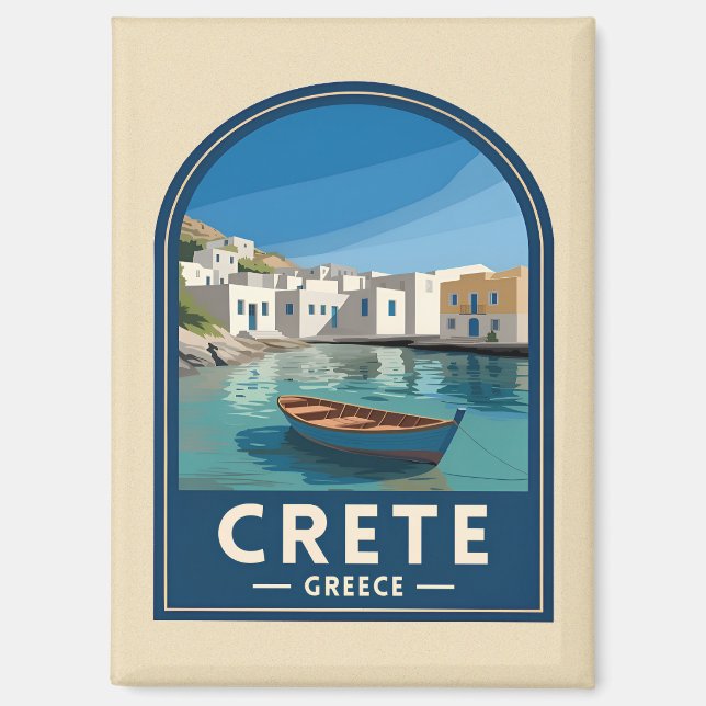 Aimant Retro Vintage Travel Crete Greece Seaside (Recto)