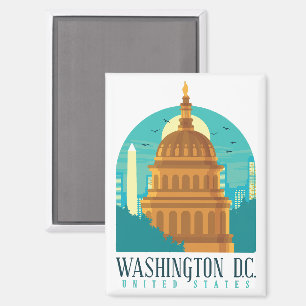 Aimant Retro Washington États-Unis Skyline