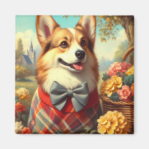 Aimant Retro Welsh Corgi Cardigan Peinture