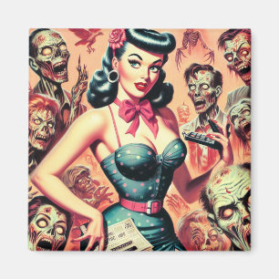 Aimant Retro Zombies Pin-up