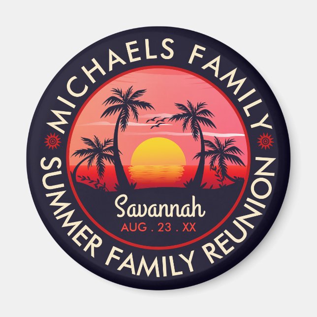Aimant Réunion en famille Summer Sunset Beach Palmier (Devant)