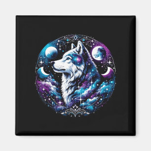 Aimant Rêve céleste de loup Nuit de hurlement Lune Drôle