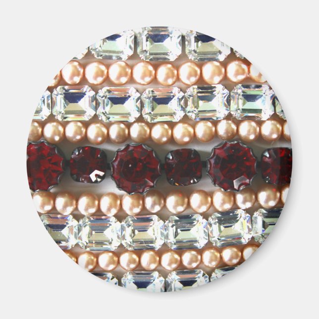 Aimant Rhinestones et perles - Bijoux vintages (Devant)