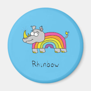 Aimant Rhino Rainbow Funny Cute Kids Rhinoceros
