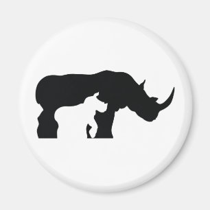 Aimant Rhinocéros noir et blanc