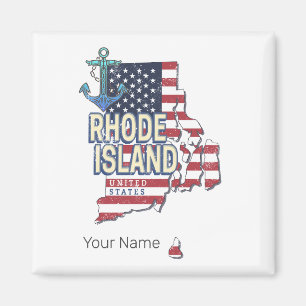 Aimant Rhode Island États-Unis Retro State Map Vintage