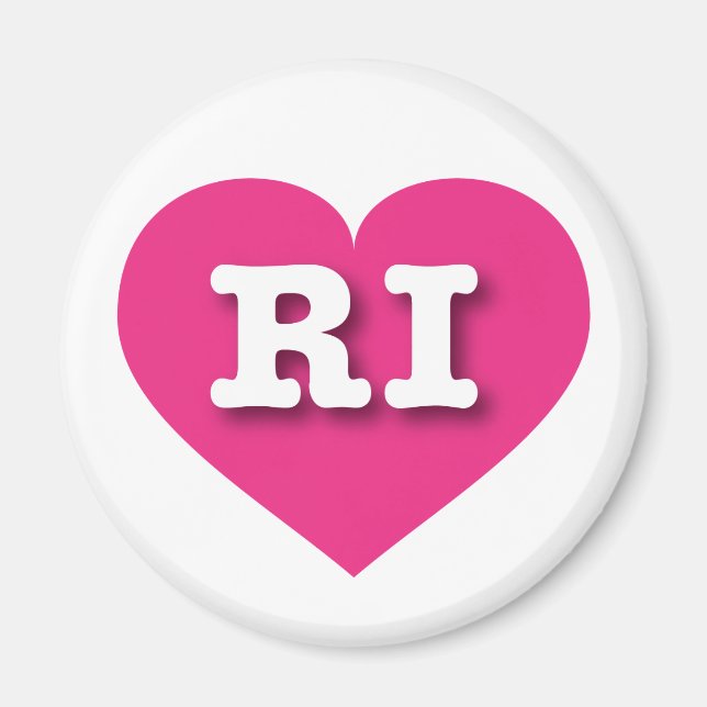 Aimant Rhode Island Hot Pink Heart - I love RI (Devant)