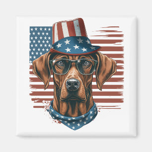 Aimant Rhodesian Ridgeback 4 juillet patriotique