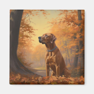 Aimant Rhodesian Ridgeback à l'automne Feuilles automne I