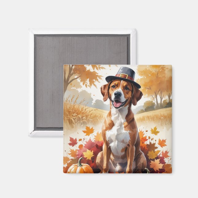 Aimant Rhodesian Ridgeback Autumn quitte Thanksgiving Art (Recto/Verso)