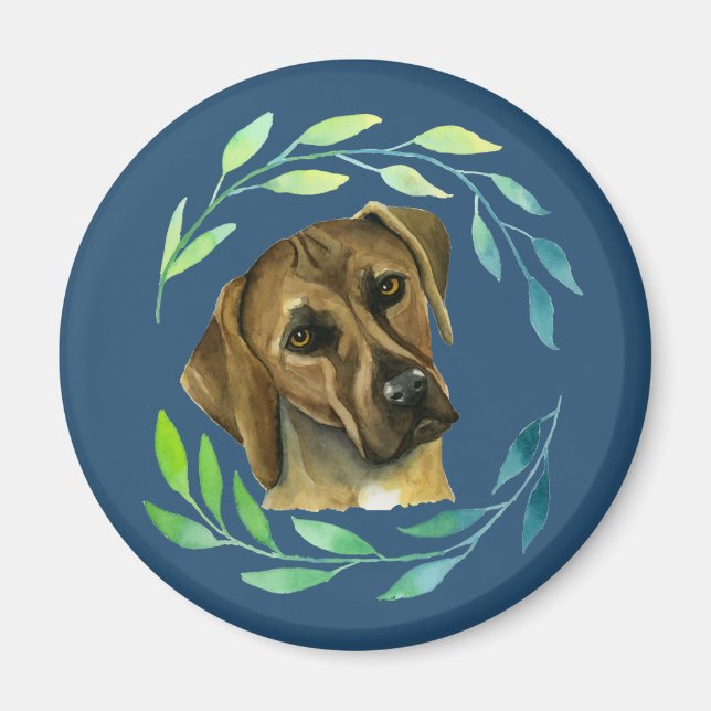 Aimant Rhodesian Ridgeback avec aquarelle de couronne (Devant)