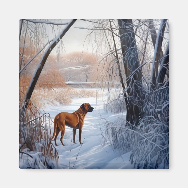 Aimant Rhodesian Ridgeback Laisser Neige Noël (Devant)