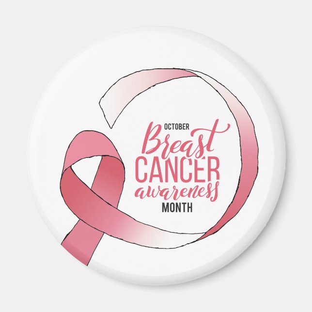 Aimant Ribbon de dessin du cancer du sein rose Mois BCA (Devant)