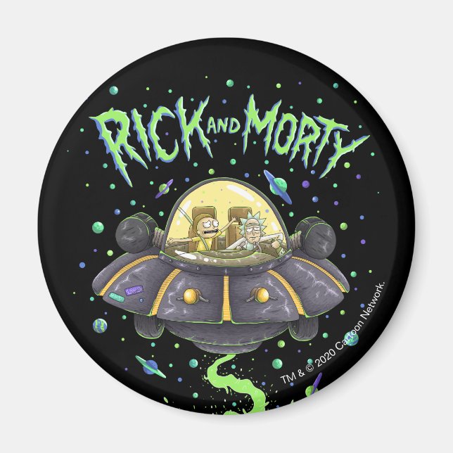Aimant RICK ET MORTY™| Graphique de vol spatial illustré (Devant)