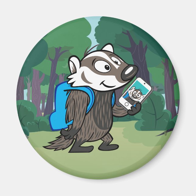 Aimant Ricky Raccoon | Selfie Badger Boomer (Devant)