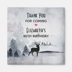 Aimant Rinde d'hiver Aquarelle gris rustique Anniversaire
