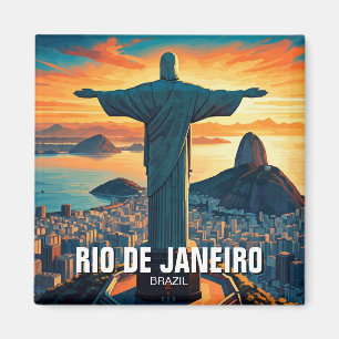Aimant Rio de Janeiro Christ rédempteur coucher du soleil