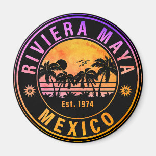 Aimant Riviera Maya Mexico Palm Tree Vintage voyage 60s