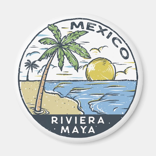 Aimant Riviera Maya Mexique Vintage (Devant)