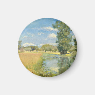 Aimant Rivière à travers un paysage de récolte, été