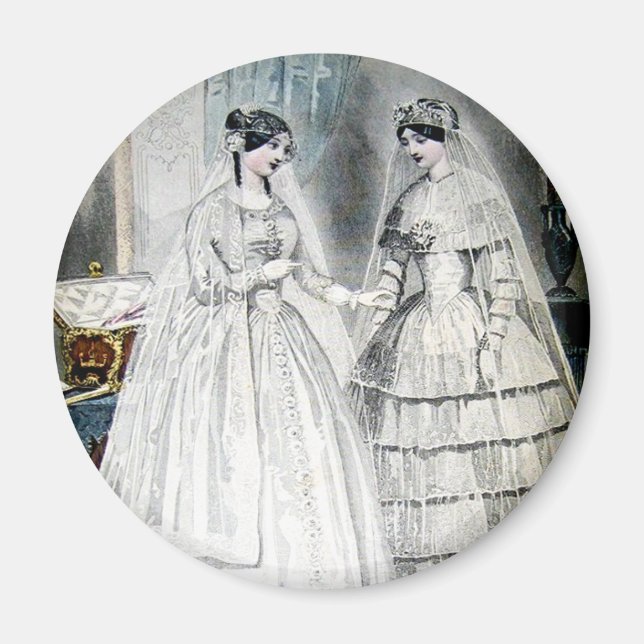 Aimant Robe de Mariée Victorienne Deux Femmes (Devant)
