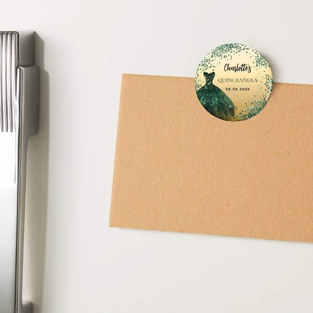 Aimant Robe émeraude dorée pour Quinceanera (Créateur téléchargé)