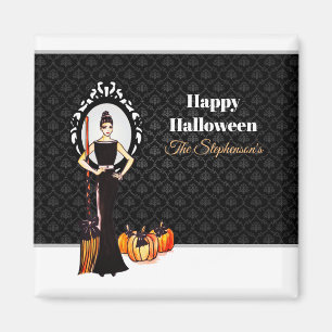 Aimant Robe longue noire élégante classique d'Halloween e