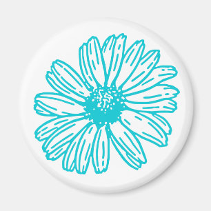 Aimant Robin Egg Blue Daisy Print, Hippie Flowers Motif