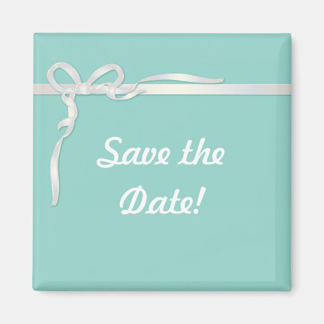 Aimant Robin's Egg Blue Jewelry Box avec ruban blanc (Devant)