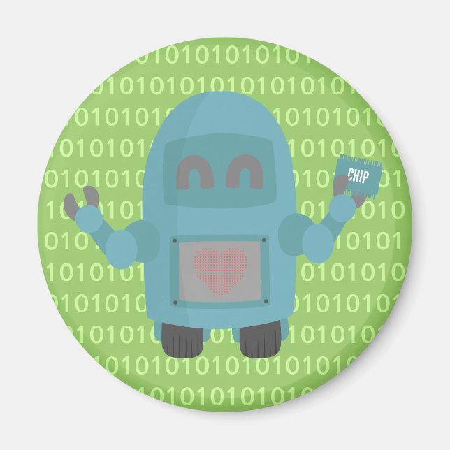 Aimant Robot aime les puces informatiques (Devant)