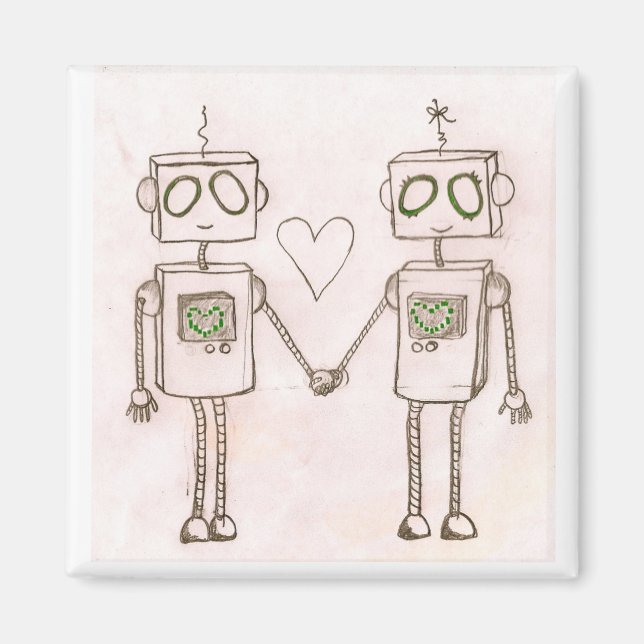 aimant "Robots in love" (Devant)